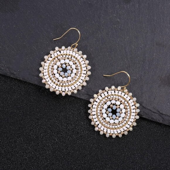 Colorful Summer Beaded Earrings For Women Crystals Glass Bead Dangle Drop Bohemi - Picture 3 of 7